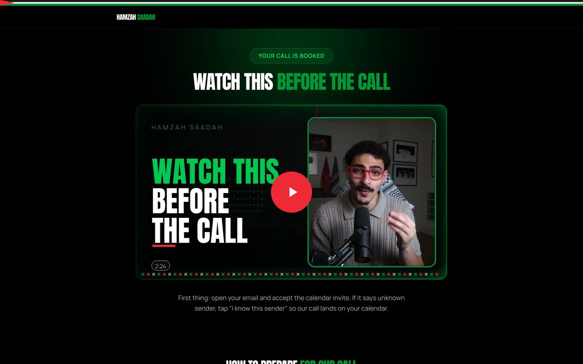 The pre-call page